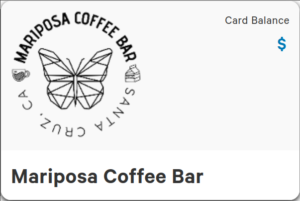 A Mariposa coffee bar gift card